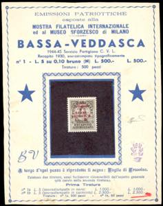 BASSA VEDDASCA 1944/45 - 10 cent. recapito ... 