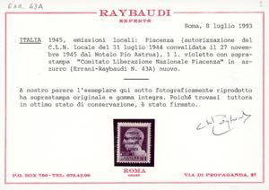 PIACENZA 1945 - 1 lira Imperiale, ... 