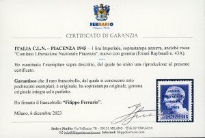 PIACENZA 1945 - 1 lira Imperiale, ... 