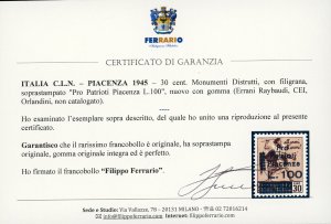 PIACENZA 1945 - 30 cent. Monumenti ... 