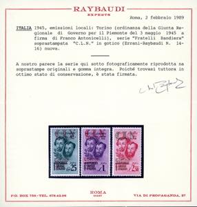 TORINO 1945 - Soprastampati, ... 