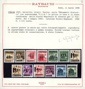 TORINO 1945 - Soprastampati, ... 