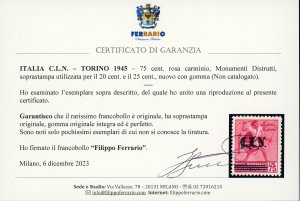 TORINO 1945 - 75 cent. rosa ... 