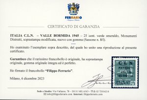 VALLE BORMIDA 1945 - 25 cent. ... 