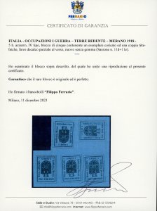 MERANO 1918 - 5 h. azzurro, IV ... 