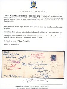 TIENTSIN 1922 - 2 dollari su 5 ... 