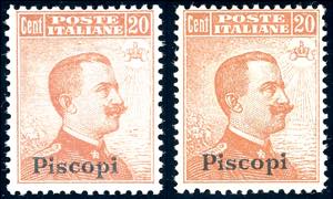 PISCOPI 1917/22 - 20 cent. Michetti con e ... 