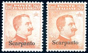 SCARPANTO 1917/22 - 20 cent. Michetti, con e ... 