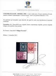 1893 - 5,10 e 20 cent. Umberto ... 