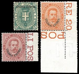 1893 - 5,10 e 20 cent. Umberto soprastampati ... 