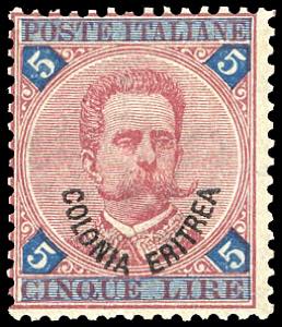 1893 - 5 lire Umberto, soprastampato (11), ... 