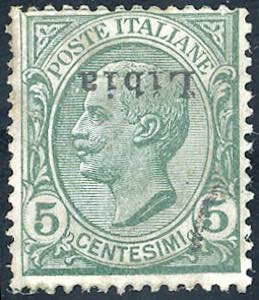 1912 - 5 cent. Leoni, soprastampa capovolta ... 