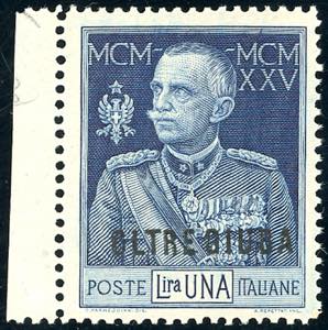 1925 - 1 lira azzurro Giubileo, dent. 13 1/2 ... 