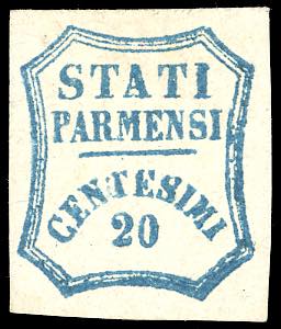 1859 - 20 cent. azzurro (15), nuovo, gomma ... 