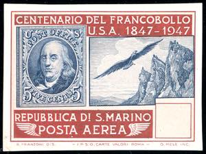 1947 - 100 lire Centenario francobollo Stati ... 