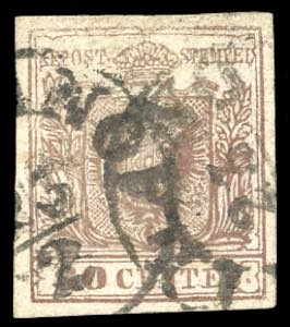 1858 - 30 cent. bruno rossastro, falso per ... 