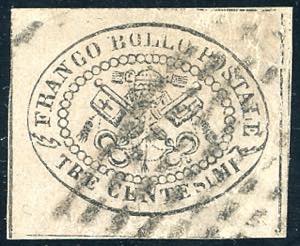 1867 - 3 cent. grigio rosa, non dentellato ... 
