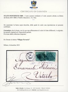 1868 - 5 cent. azzurro verdastro, ... 