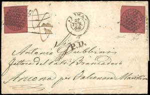1868 - 20 cent. rosso bruno (18), due ... 