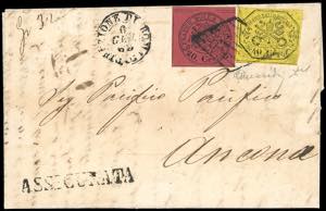 1868 - 20 cent. rosso bruno, 40 cent. giallo ... 