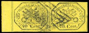 1867 - 40 cent. giallo, coppia orizzontale, ... 