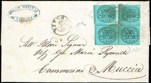 1870 - 5 cent. azzurro chiaro (25), quattro ... 