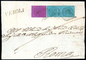 1870 - 5 cent. azzurro chiaro, coppia, un ... 