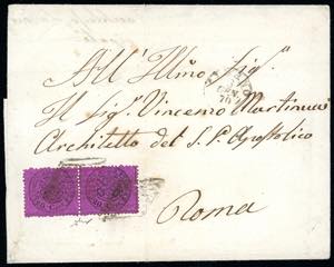 1870 - 20 cent. lilla rosa (28e), coppia, su ... 