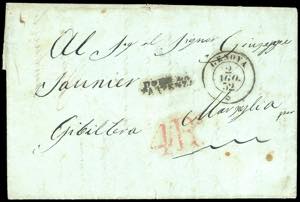 1852 - Lettera non affrancata da Genova ... 