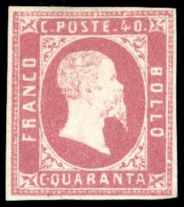 1851 - 40 cent. rosa (3), nuovo, gomma ... 