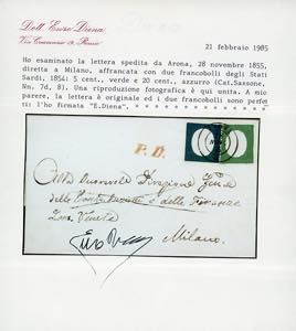 1855 - 5 cent. verde, 20 cent. ... 