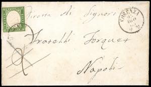 1863 - 5 cent. verde e, al verso, 10 cent. ... 