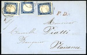 1857 - 20 cent. azzurro oltremare scuro ... 