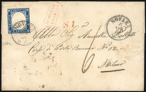 1858 - 20 cent. azzurro oltremare scuro ... 