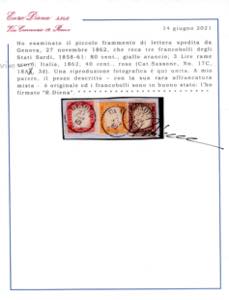 1862 - 3 lire rame vivo, 80 cent. ... 