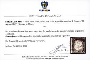 1861 - 3 lire rame scuro (18Aa), ... 