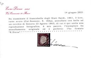 1861 - 3 lire rame scuro (18Aa), ... 