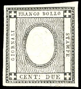 1861 - 2 cent. nero intenso per stampati ... 