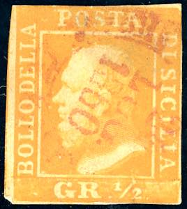 1860 - 1/2 grano arancio, I tavola, carta di ... 