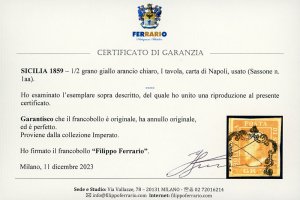 1859 - 1/2 grano giallo arancio ... 