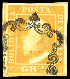 1859 - 1/2 grano giallo arancio chiaro, I ... 