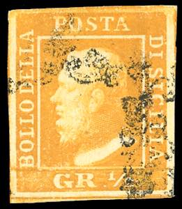 1859 - 1/2 grano arancio scuro, I tavola, ... 