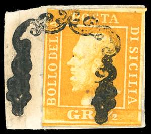 1859 - 1/2 grano arancio, II tavola, carta ... 