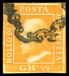 1859 - 1/2 grano arancio scuro, II tavola, ... 