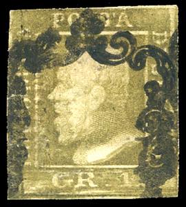 1859 - 1 grano bruno oliva, II tavola, ... 