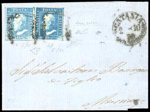 1859 - 2 grana azzurro, I tavola, carta di ... 