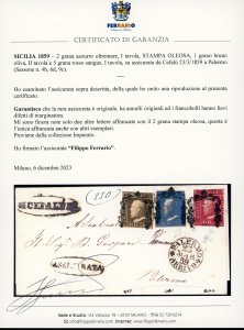 1859 - 2 grana azzurro oltremare, ... 