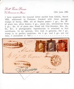 1859 - 2 grana azzurro oltremare, ... 