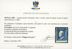 1859 - 2 grana azzurro oltremare ... 