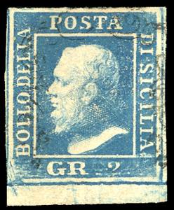 1859 - 2 grana azzurro oltremare scuro, I ... 